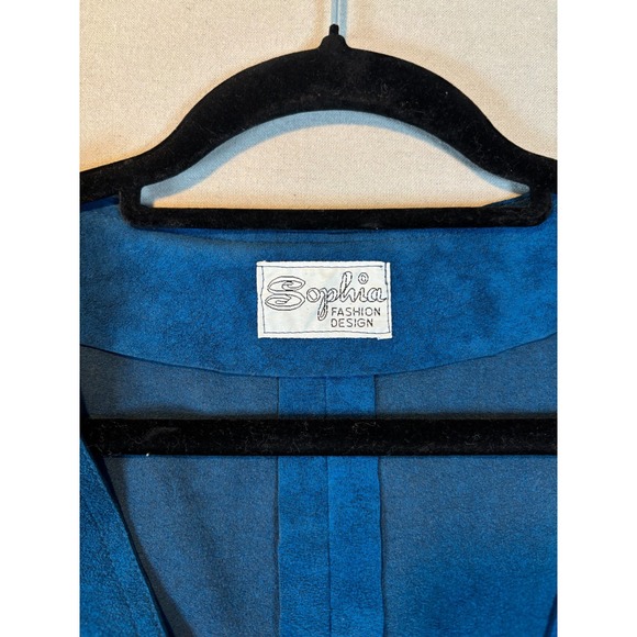 Sofia Handmade 3‑Piece Women's Suit Medium Blue Vintage Fitted Jacket Skirt Top - Picture 11 of 16